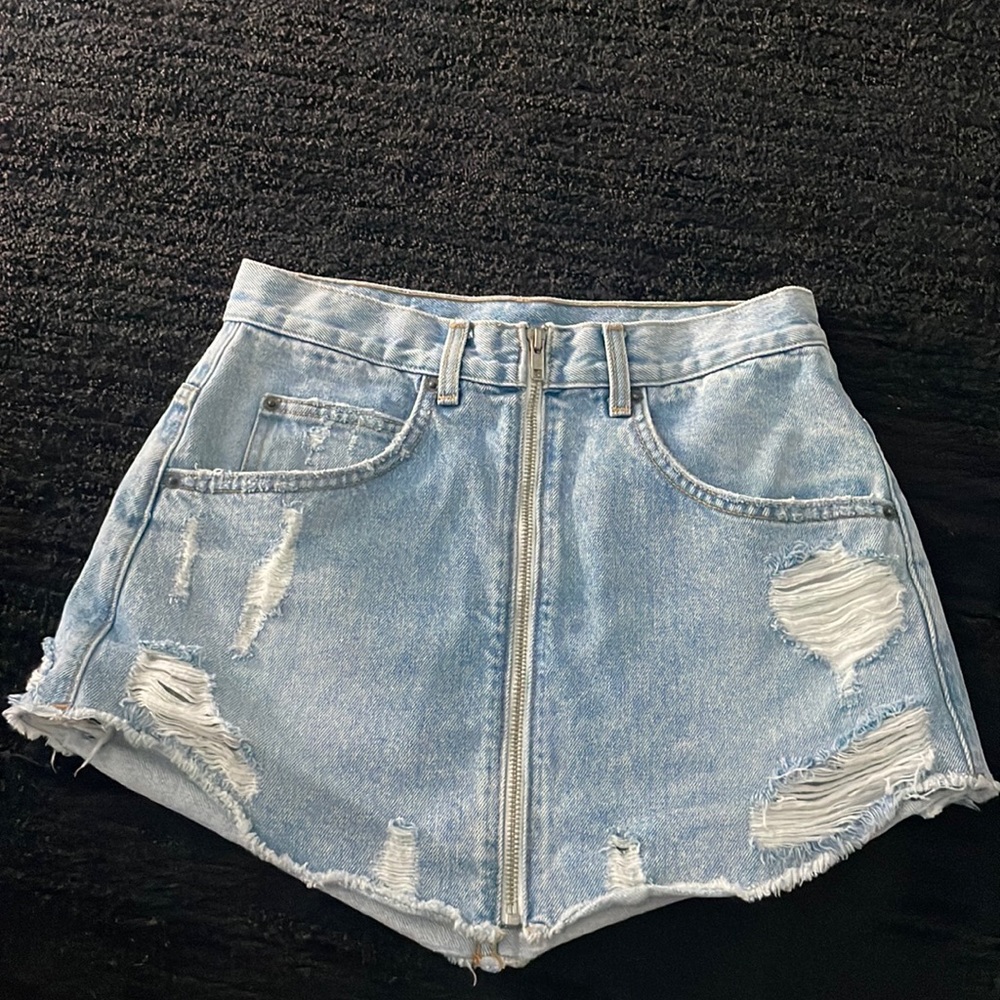 CARMAR DENIM LF ZIP UP JEAN SKIRT LIGHT BLUE